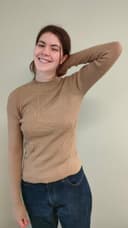 beige long sleeve shirt