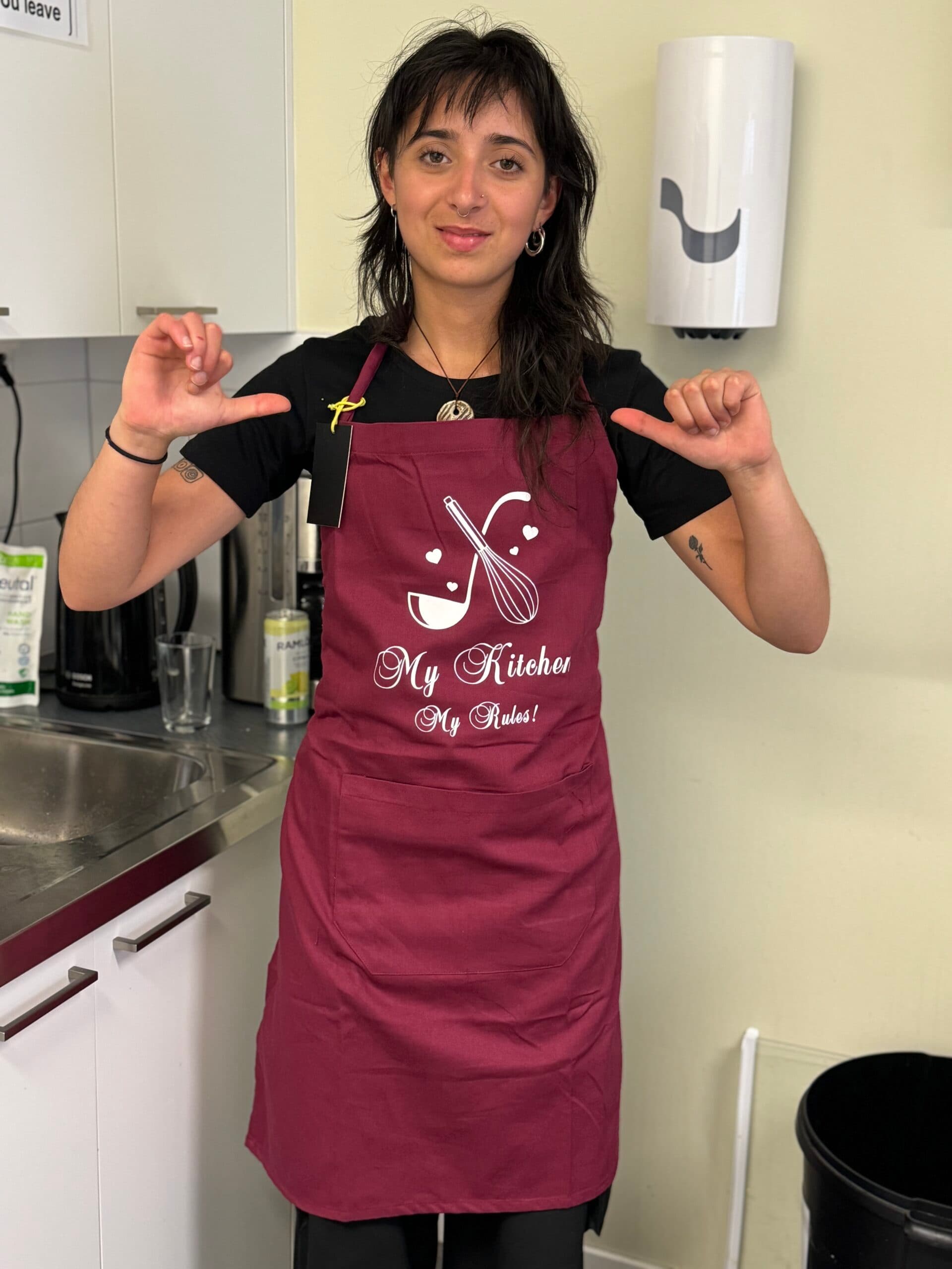 Maroon cooking apron my kitchen my rules