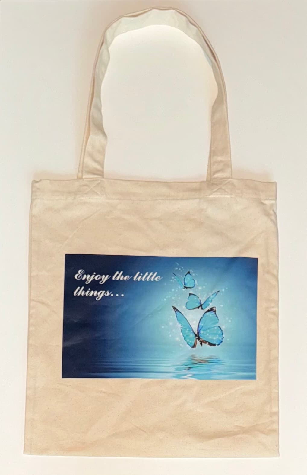 Enjoy the little things 100% cotton canvas fabric bag raw